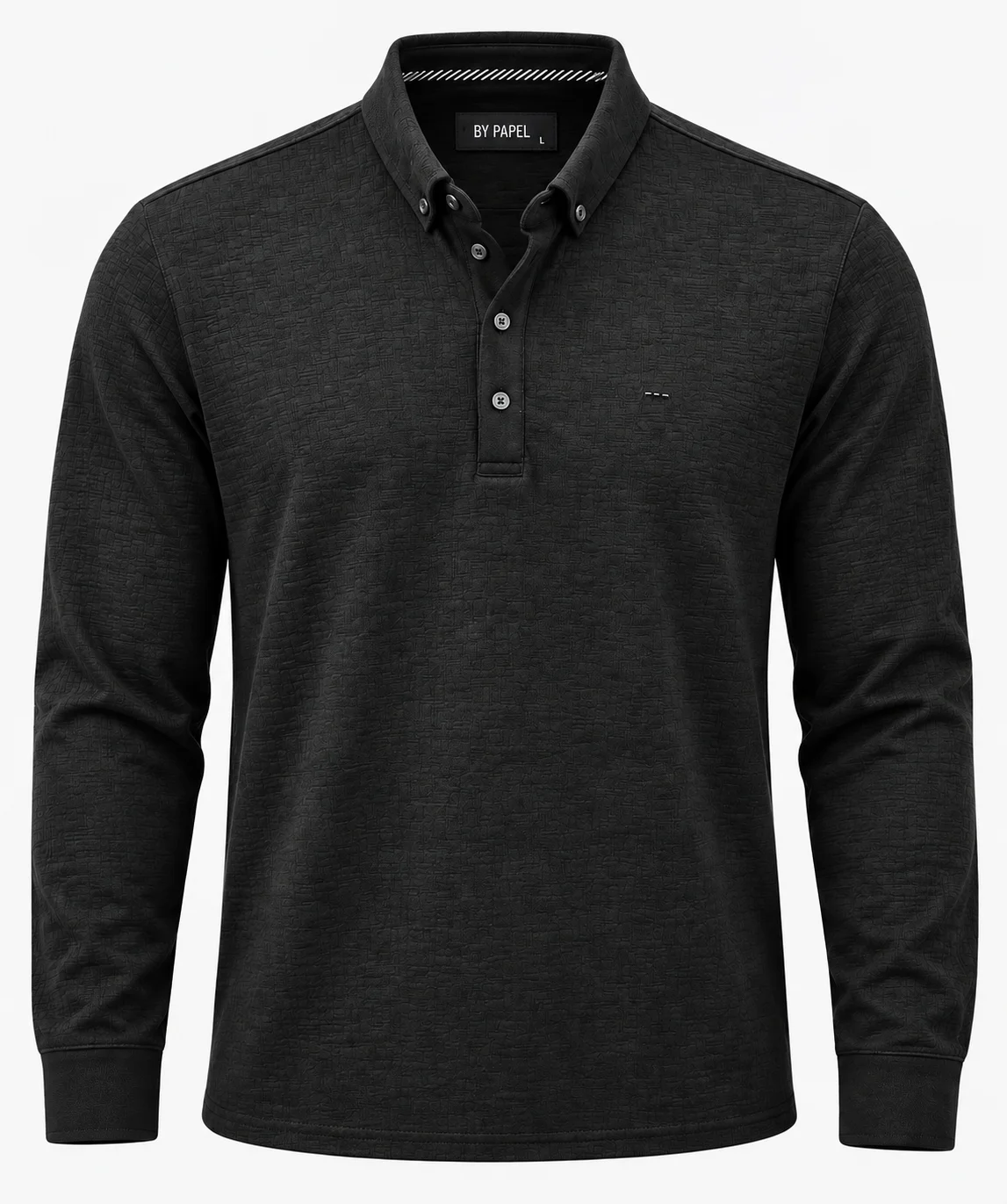 SİYAH POLO YAKA DÜĞMELİ SWEAT-TRİKO