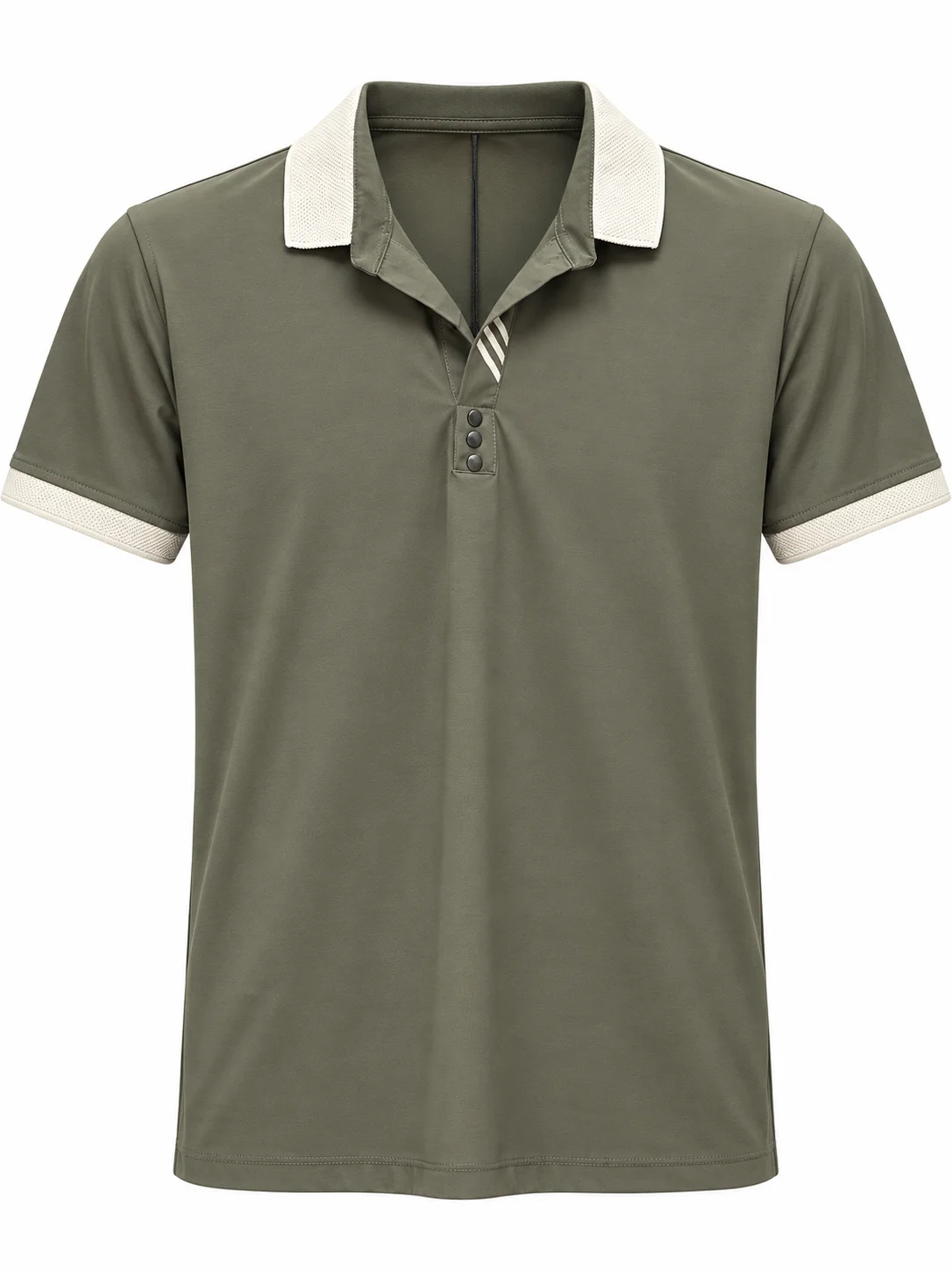 YEŞİL-BEJ ZIMBA DÜĞME SLİM FIT T-SHIRT
