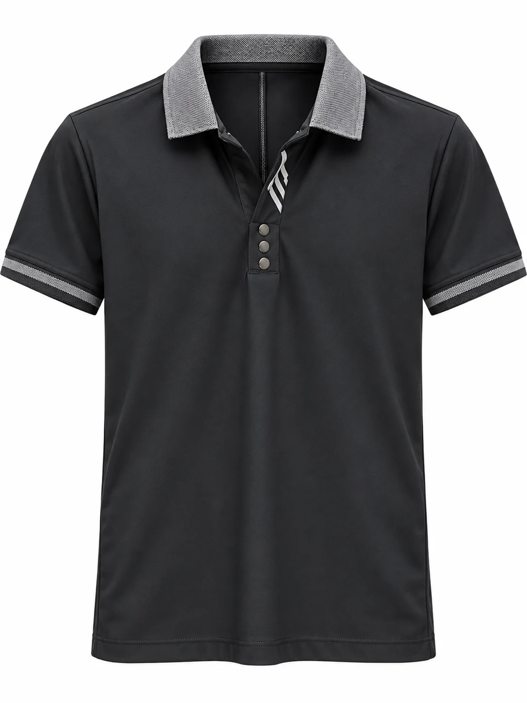 SİYAH ZIMBA DÜĞMELİ SLİM FIT T-SHIRT
